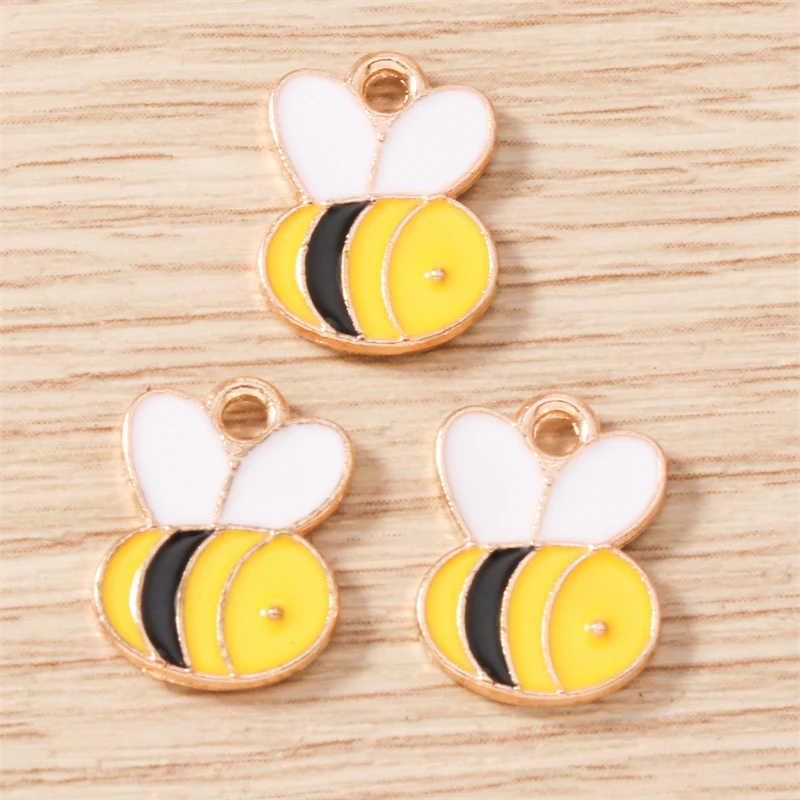 10 Stück Mix Cartoon Tier Biene Charms Emaille Honigbiene Blume Charms Anhänger für Schmuckherstellung Halsketten Ohrringe DIY Handwerk Geschenk – Detail 17