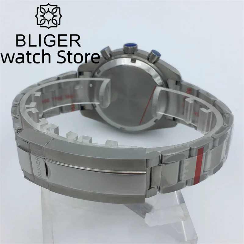 ساعة كوارتز كرونوغراف بقياس 40 ملم للرجال VK63 حركة أوتوماتيكية للتاريخ وسوار من الفولاذ المقاوم للصدأ