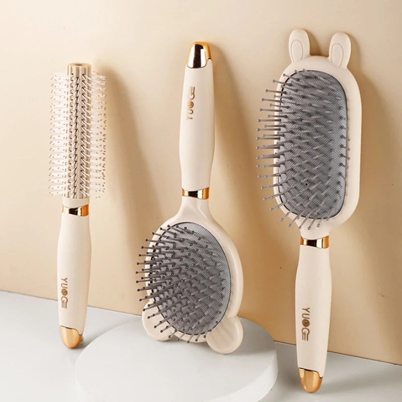 Cute Air Cushion Comb Anti Static Exhaust Air Bag Massage Combs Home Women Long Fluffy Hair Curling Hairbrush With Cleaning Tool