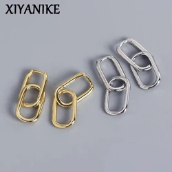 XIYANIKE Silver Color Geometric O-shaped Two Oval Hoop Earrings Female Simple Fashion Detachable Jewelry Accessories Gift