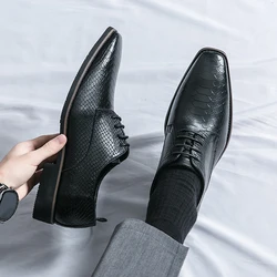 New Mens Fashion Business Leather Oxford For Men Dress Shoes Elegant Male Shoes Manager Office Shoes Wedding Shoes Black Brown