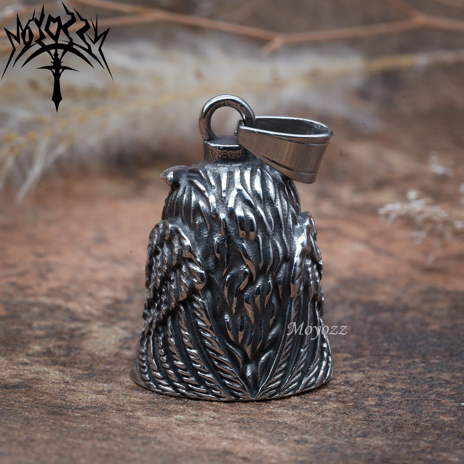 OWL Guardian Bell of Good Luck Gift Set Fortune Lucky Charm Bells Keychain 316L Stainless Steel Bell For Mens & FREE Bell Hanger