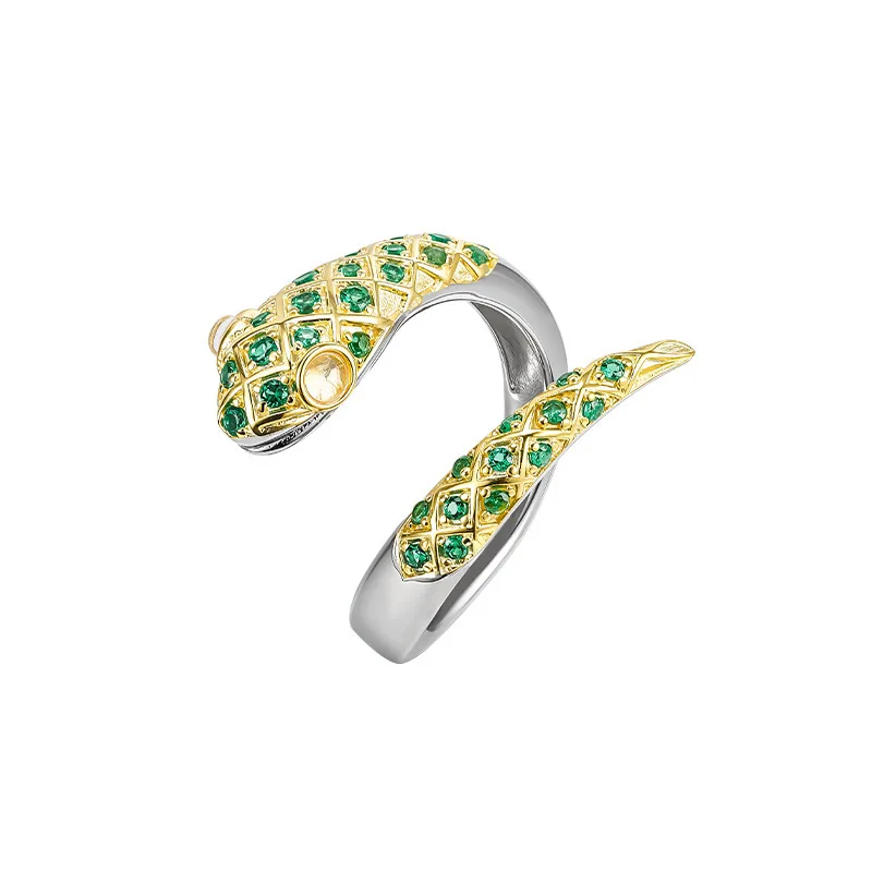 Natural Moonstone Gemstone 925 Sterling Silver Snake Shape Micro Inlay Ring Daily Gala Luxury Fine Jewelry For Men And Women