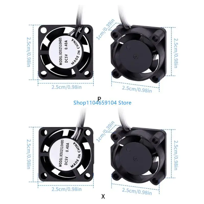 Ventilador hidráulico 5V 2510 Extrusora HOTEND RADIADOR HOTEND RECULING FAN 25X25X10MM