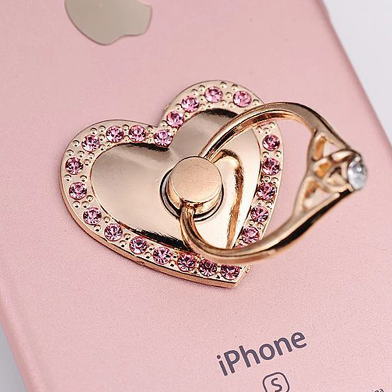 

Universal Metal Finger Ring Mobile Phone Stand Holder Fashion Jewelry Style Holder Heart Shape Stand For iPhone Huawei Samsung