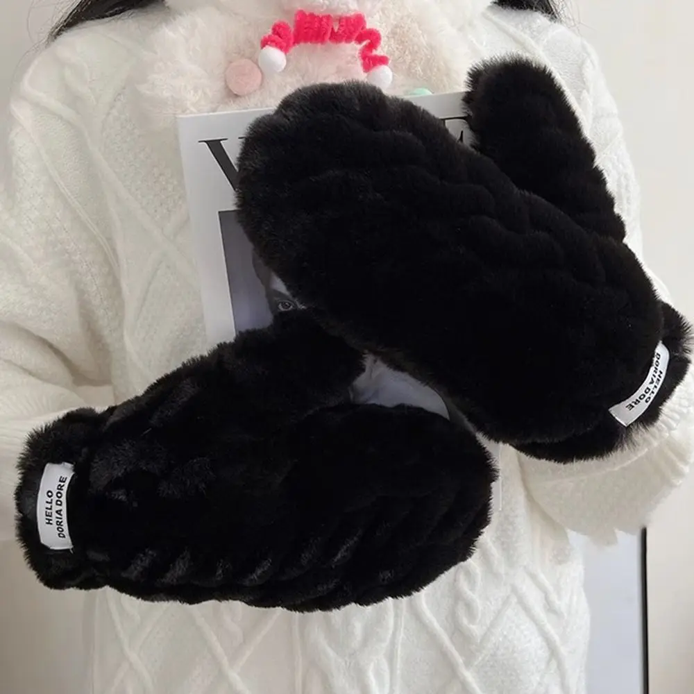 

Soft Winter Baby Gloves Plush Thicken Fingerless Ladies Snow Gloves Windproof Cold Protection Motorcycle Riding Gloves Women