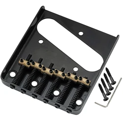 Musiclily Pro 54mm Vintage Style Guitar Bridge with Barrel Brass 6-Saddle and Steel Plate for Squier & Imported Tele Guitar
