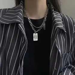 Punk Cross Star Natural Stone Beaded Necklace Goth Cross Chain Necklace Kpop Pendant Necklaces for Women Party Jewelry