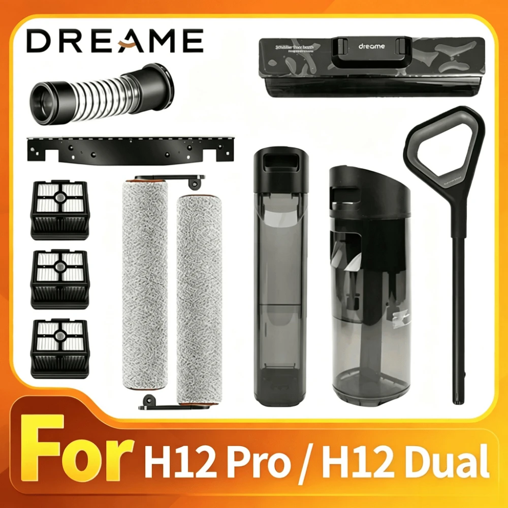 Oryginalne akcesoria Dreame: zbiornik na wodę, szczotka rolkowa, uchwyt filtra HEPA, części do odkurzacza dla modeli H12 Pro, H12 Dual, H13 Pro.