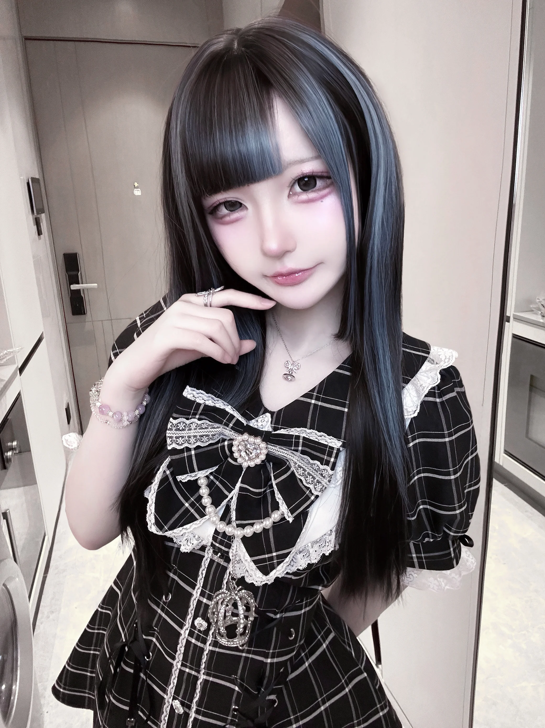 일본 서브컬쳐 미네 대량생산 긴팔 드레스 반바지 2피스 세트 봄과 가을 소녀의 달콤한 로리타 탑 숏 세트