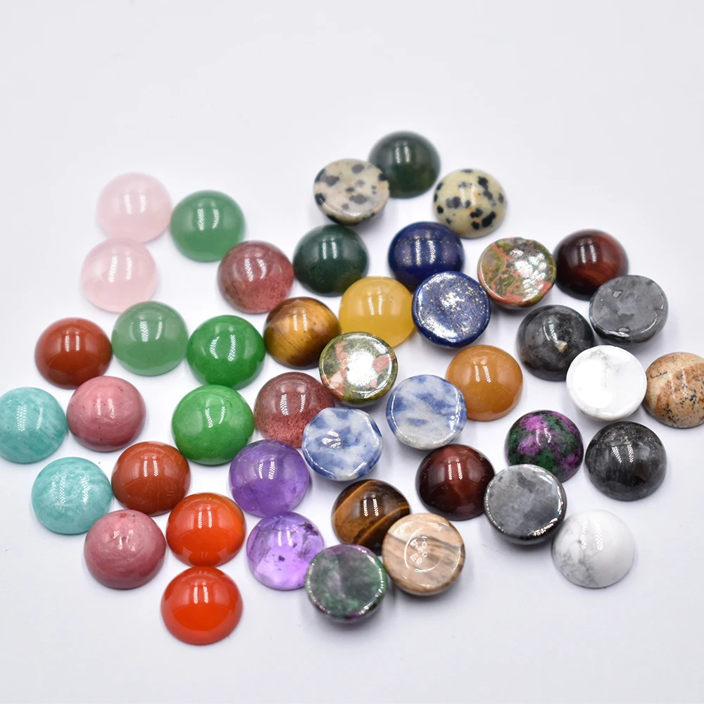 Großhandel 50 Stück/Lot Modische, hochwertige 10mm gemischte runde CAB-CABOCHON Natursteinperlen für Schmuckzubehör, kostenloser Versand – Detail 4