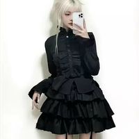 Japanese Vintage Stand Collar White Blouse Women Y2K Slim Fit Long Sleeve Lolita Shirts Early Spring New Ruched Blusas De Mujer