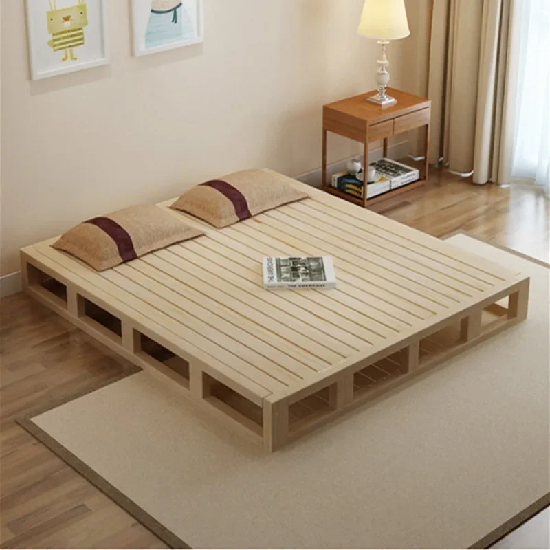Solid wood hardboard bed mat master bedroom lowbed tatami row skeleton bedboard doublebed 1.5 bedshelf 1.8 floorbed