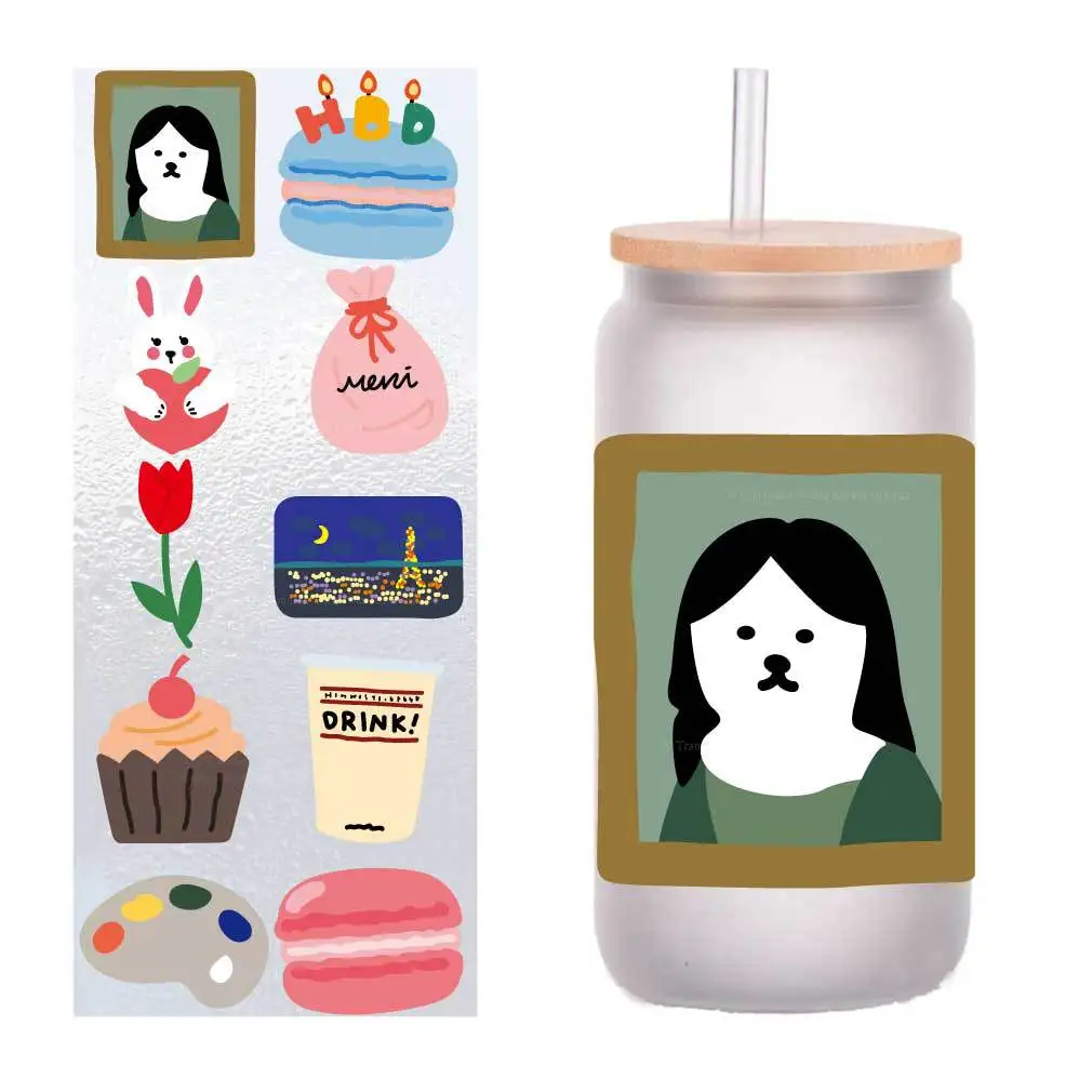 

10 pieces/pack cartoon Korean cute UV transfer sticker Crystal label glass sticker customized four inches.
