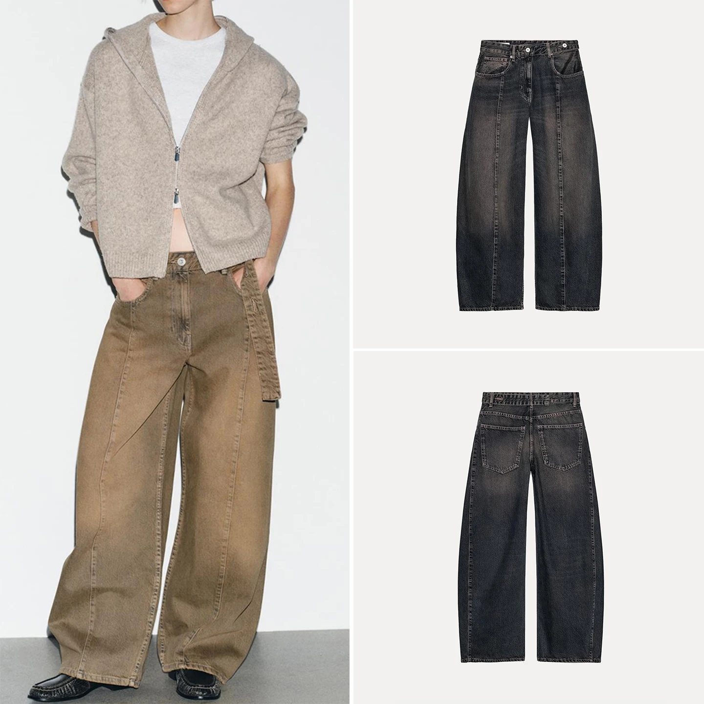 Z Women's Faion Low Waist Loose Tubular Jeans Personali Sle Autumn Collection Stand Fit l Waist Button Cl...