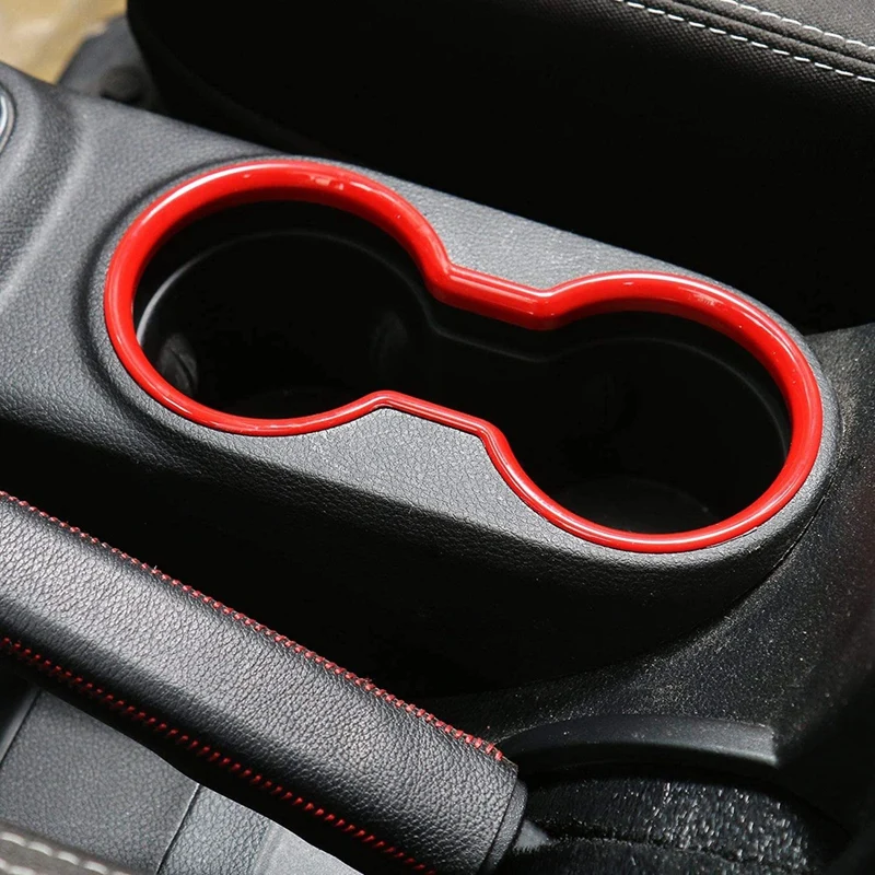 JK Front Water Cup Holder Trim Cover ABS Interior for Jeep Wrangler JK JKU & Unlimited 2010-2017 (Red)