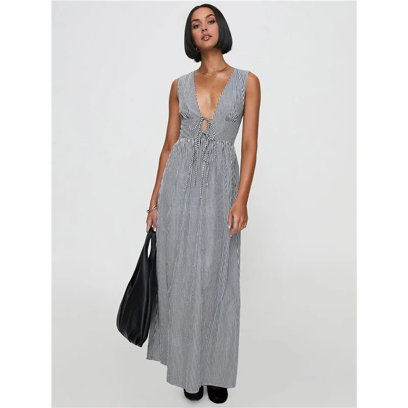 【】Women V Neck Maxi Dress Boho Flowy Long Dress Floral Loose Fit Summer Sundress Y2K Going Out Beach Dresses