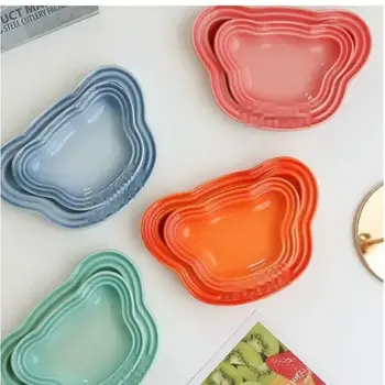 15公分陶瓷熊圖案餐盤,Instagram風格主題,卡通馬卡龍漸層變色,適用於甜點、小吃、珠寶配件等。 10 最佳銷售 可愛的托盤 - №8