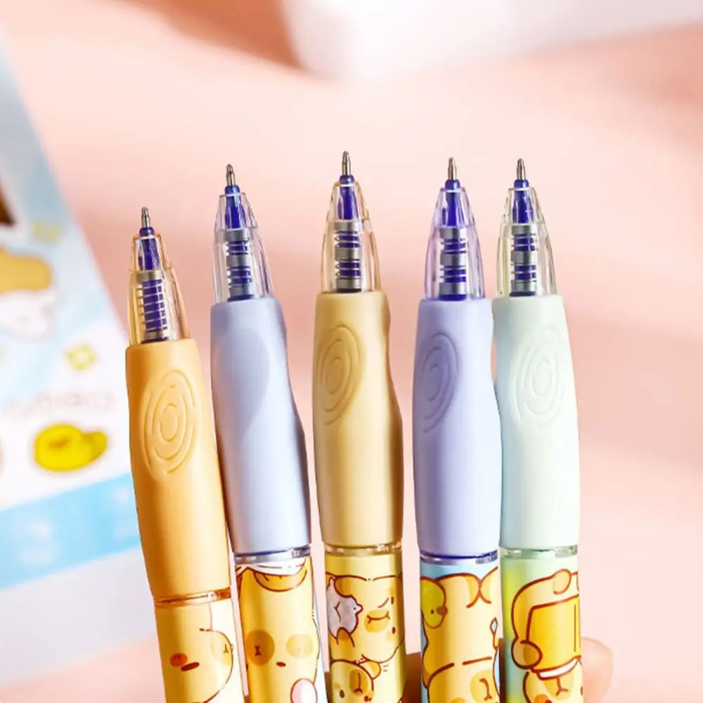 6pcs/Set Cartoon Blue Ink Erasable Pen Stationery Pen Capybara Ballpoint Pen 0.5mm ST Tip Gel Pen Student Use
