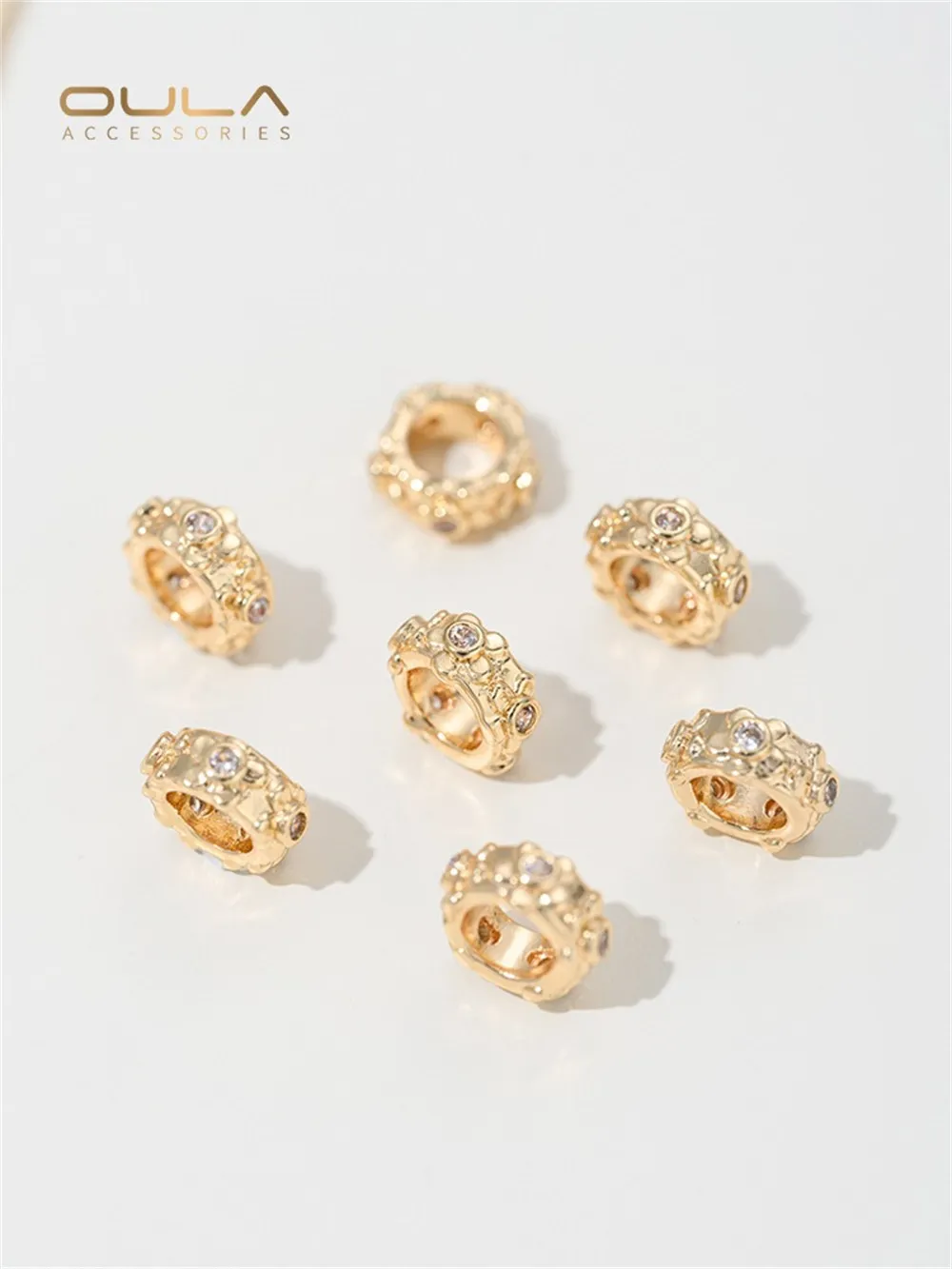 

1PCS 14K Gold-plated Zirconium-inlaid Serpentine Bucket Beads Square Beads Road Through Spacer Diy Handcrafted Jewelry Accessori