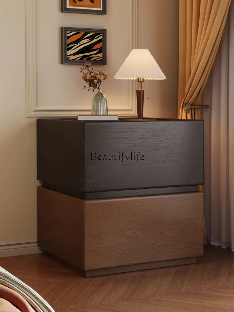 

56American Retro Bedside Solid Wood Storage Cabinet Walnut Color Vintage Storage Low Cabinet