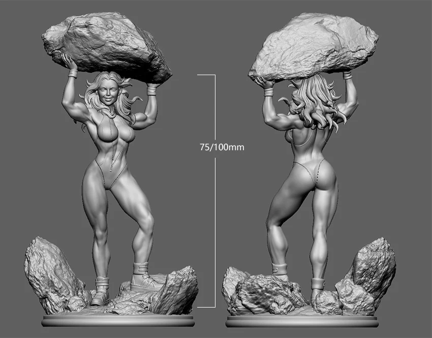 1/24 75mm 1/18 100mm Resin Model Kits Figurine Female Giant Lift Stone Figure Sculpture Unpainted No Color Sculpture RW-491