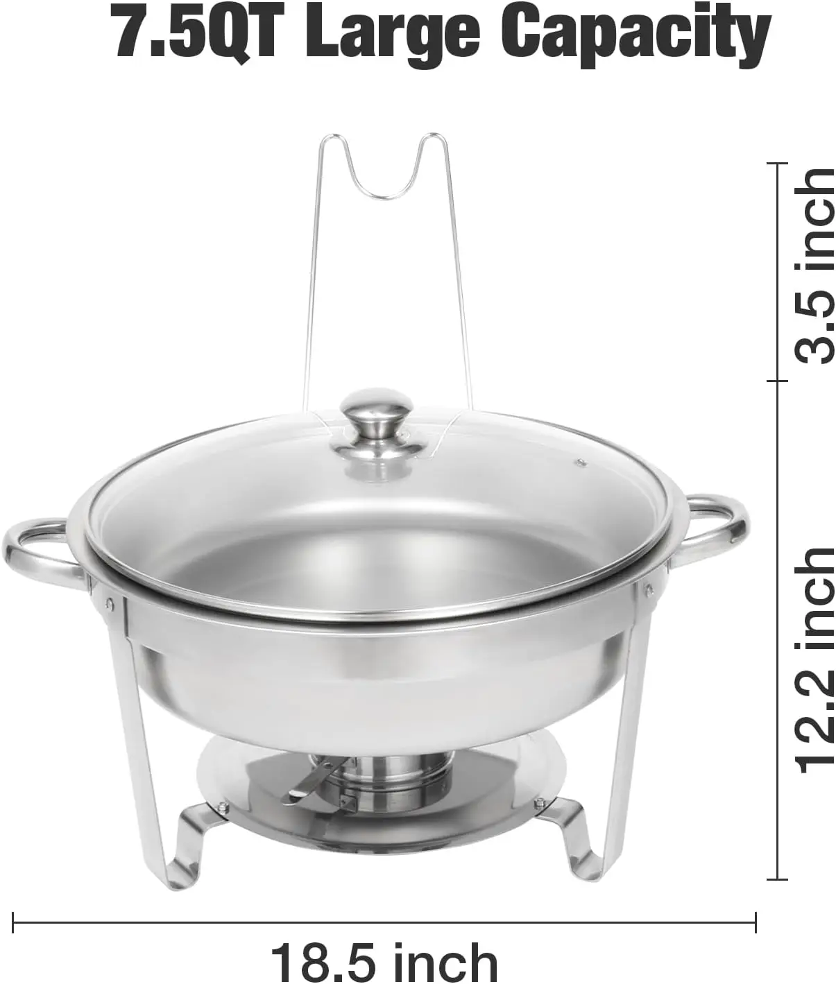 Restlrious Chafing Dish Buffet Set 4 Pack, 7.5 QT Stainless Steel Round Chafers and Buffet Warmers Set with Glass Viewing Lid