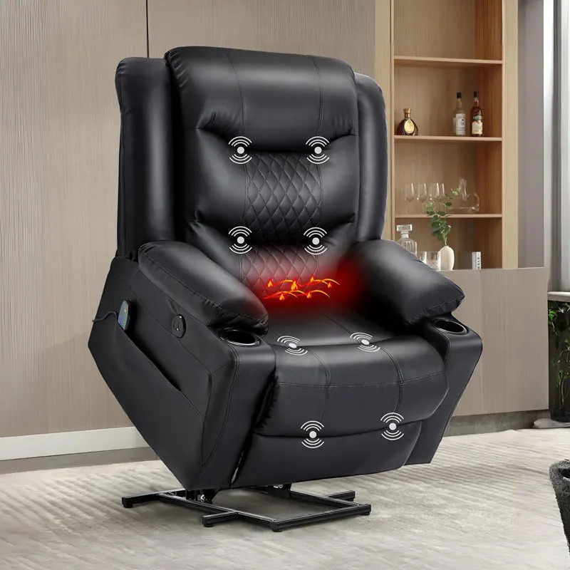 

#Modern Top Grain Genuine Leather Electric Single Sofa Chair For Home Theater Reclining Sleeping Function For Small Apartment