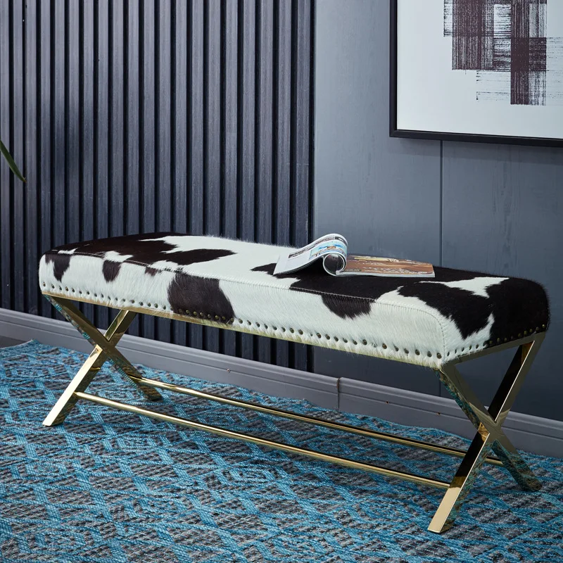 Light luxury shoe change stool, soft bag seat cushion for home use, leather shoe change stool at the door