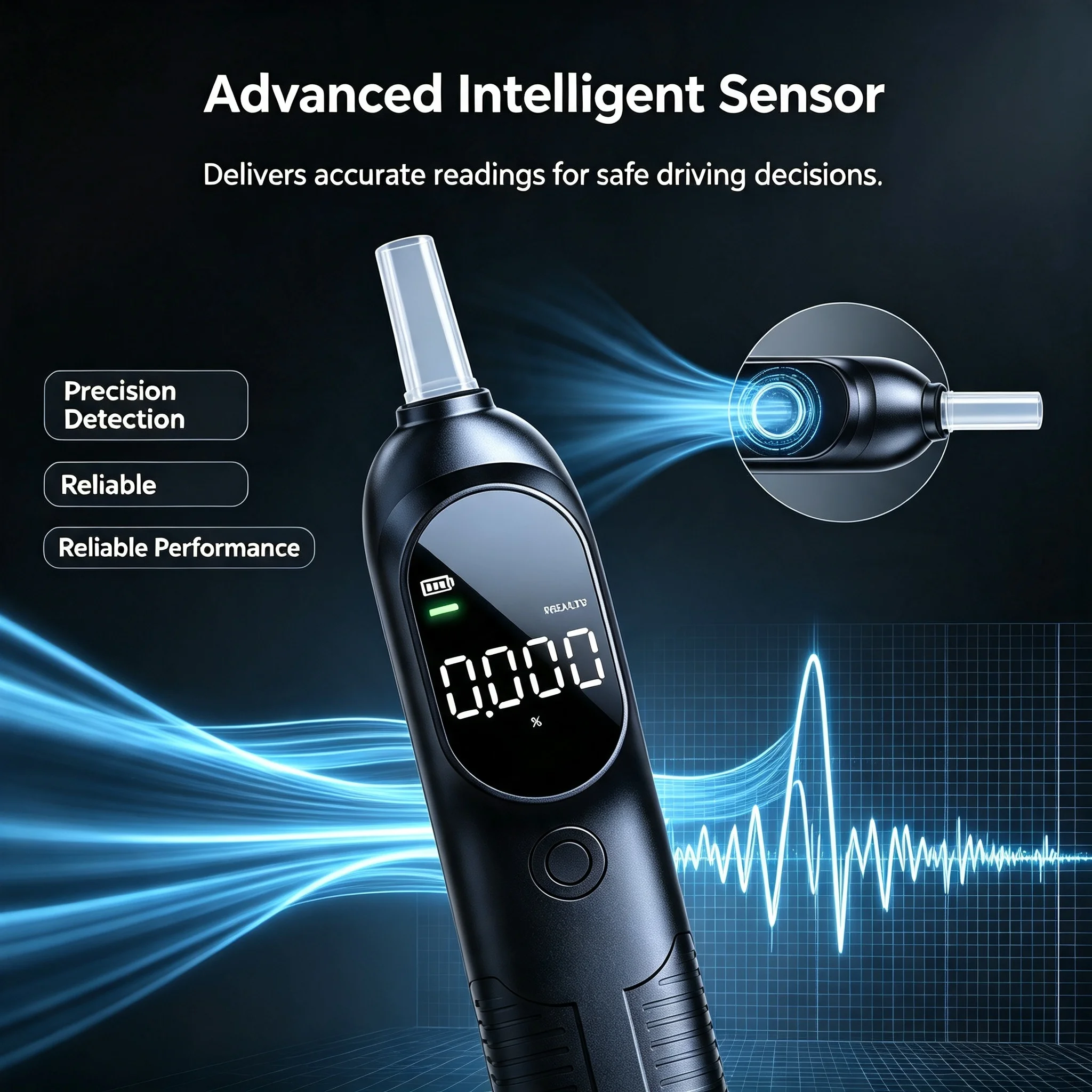 Pocket Personal Breathalyzer – Portable Digital Breath Alcohol Tester with 5 Blow Pipes & 4 Adjustable BAC Units 5