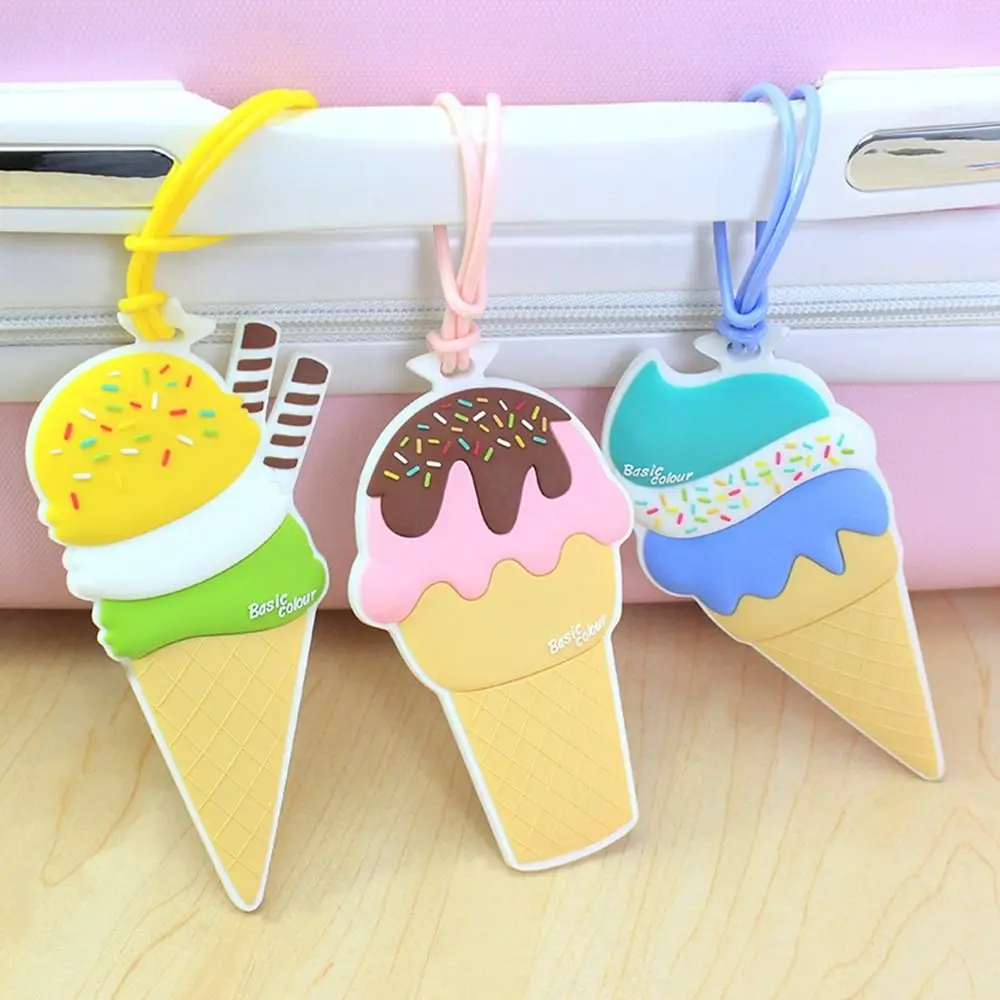 Boarding Pass Ice Cream Luggage Tag PVC Baggage Name Tags Airplane Suitcase Tag Aircraft Luggage Boarding Tag