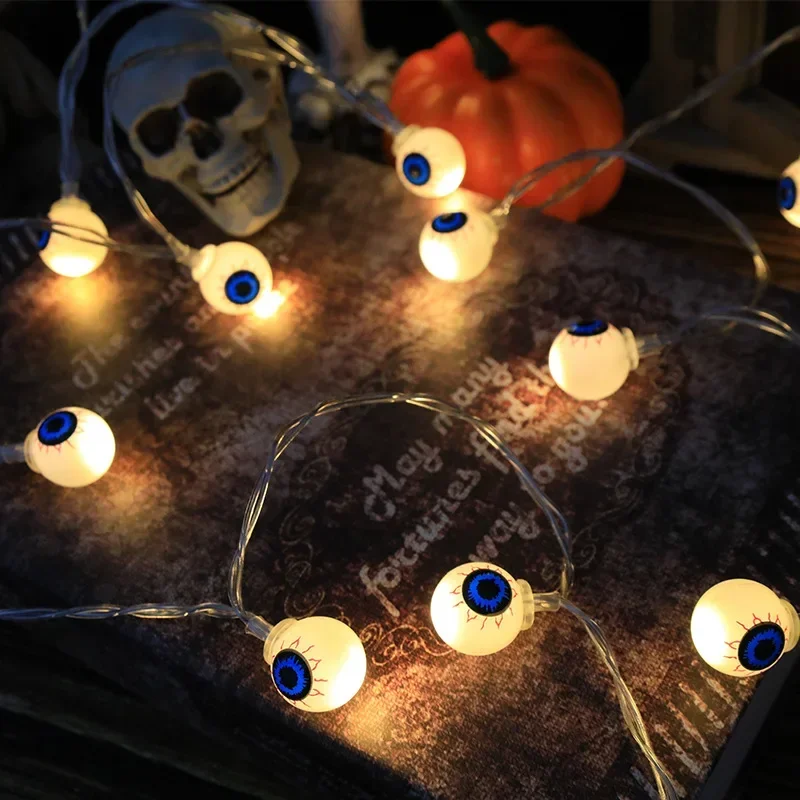 1.5m Halloween 10LED Light String Pumpkin Ghost Skull Head Eyeball Lantern String Ghost Festival DIY Lamp Happy Halloween Party