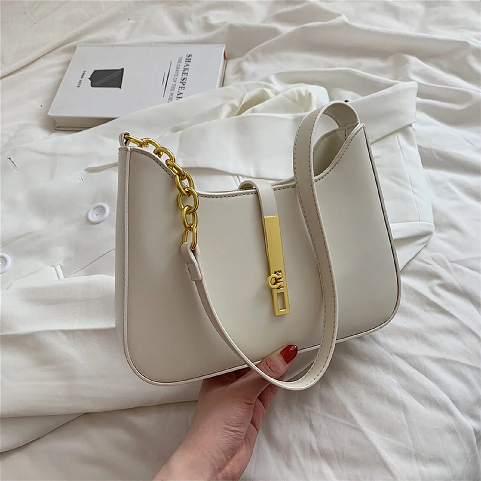 2023 New Design Shoulder Bags For Women Vintage Underarm Pu Leather Summer Simple Handbag And Purse Single Shoulder Women Bag