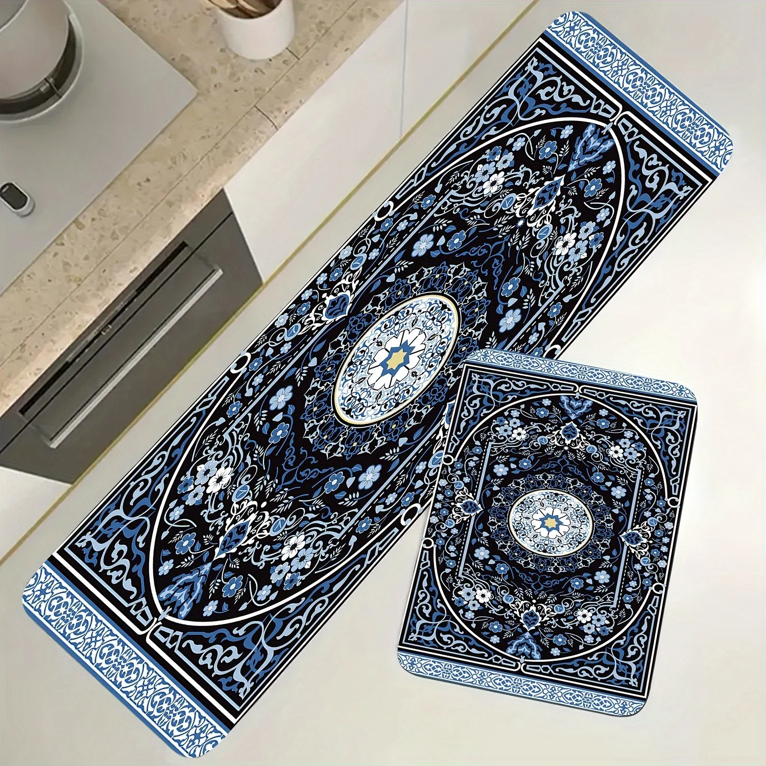 

1PC Bohe styles Pattern Kitchen Rug Non-Slip Door Mats Pop design Bathroom Rug Bath Mat Carpet for Home Sink Laundry Decor