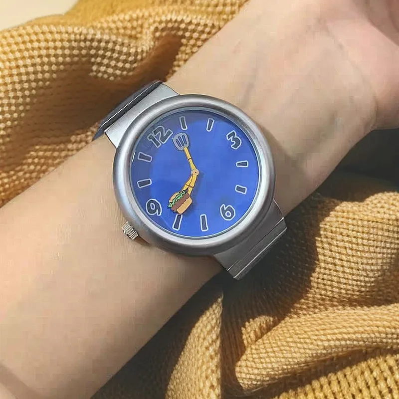 Y2k – montre à Quartz pour hommes, motif Hamburger, Style Alien, forme spéciale, créative, Unique, mode, horloge AAA, cadeau