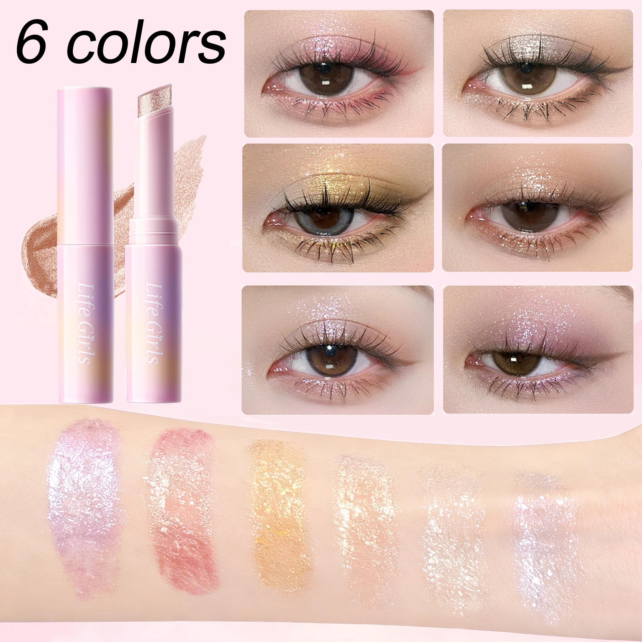 Goldener Lidschattenstift, cremiger und mischbarer, wasserfester Formel, perliger Diamant-Schimmer, aufhellender Textmarker für glänzendes Make-up