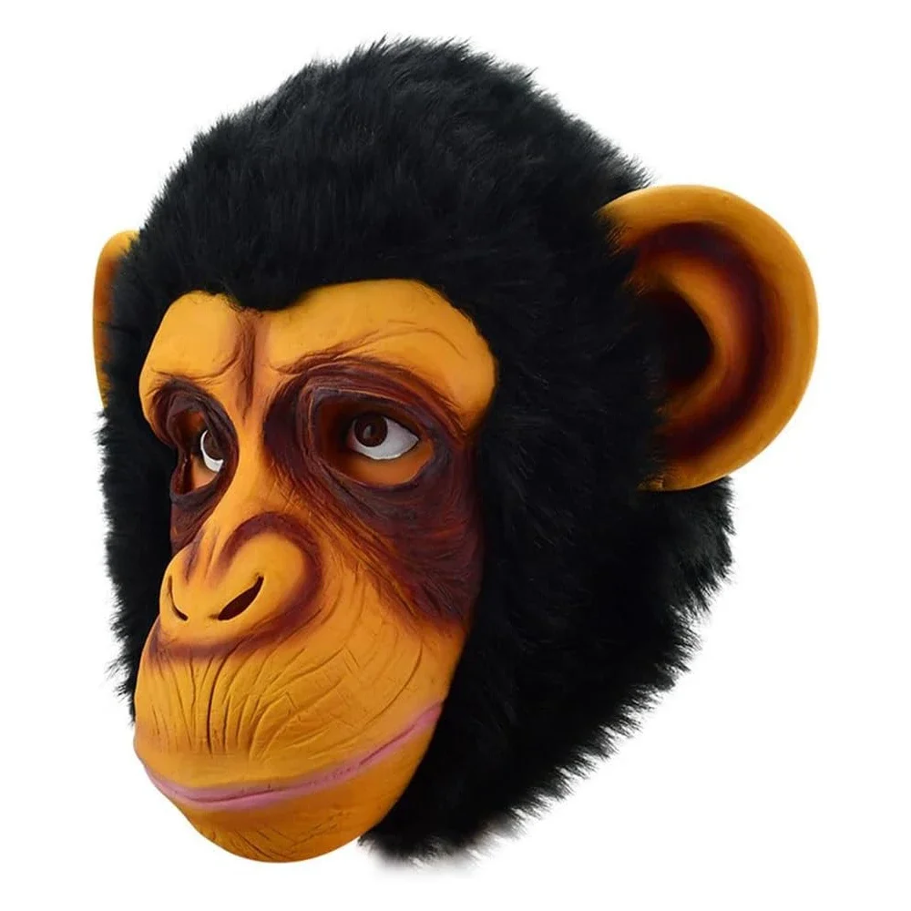 Divertente maschera da gorilla animale con orecchie grandi Maschera a pieno facciale per feste cosplay di Halloween Simpatico scimmia in maschera Decorazione ecologica in lattice
