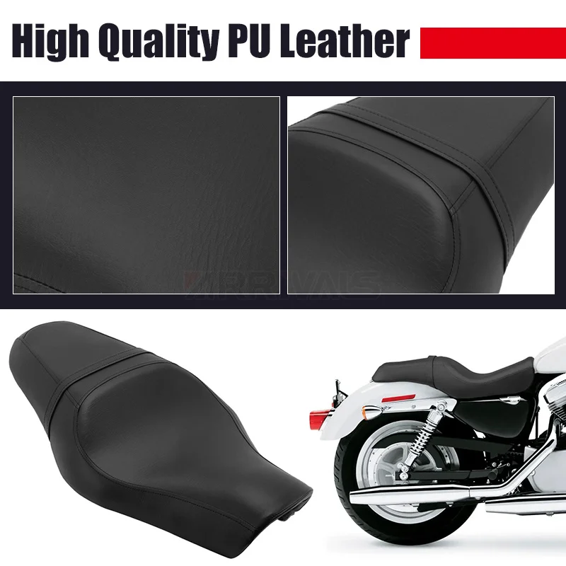 Czarny motocykl przedni kierowca tylny pasażer dwa siedzenie dla Harley Sportster XL 883 1200 48 2004-2016