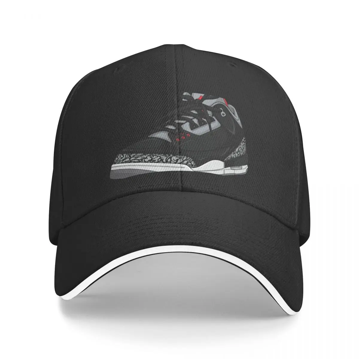 Threes BLACK CEMENT Baseball Cap Golf black hard hat Men Women's