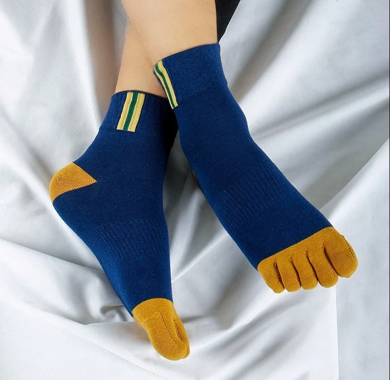 5 Paar Herren-Freizeitsocken aus Baumwolle mit fünf Zehen, atmungsaktiv, sportlich, weich, hochwertig, mit geteilten Zehen, für Herren, Wandern, Basketball, Laufen – Detail 6