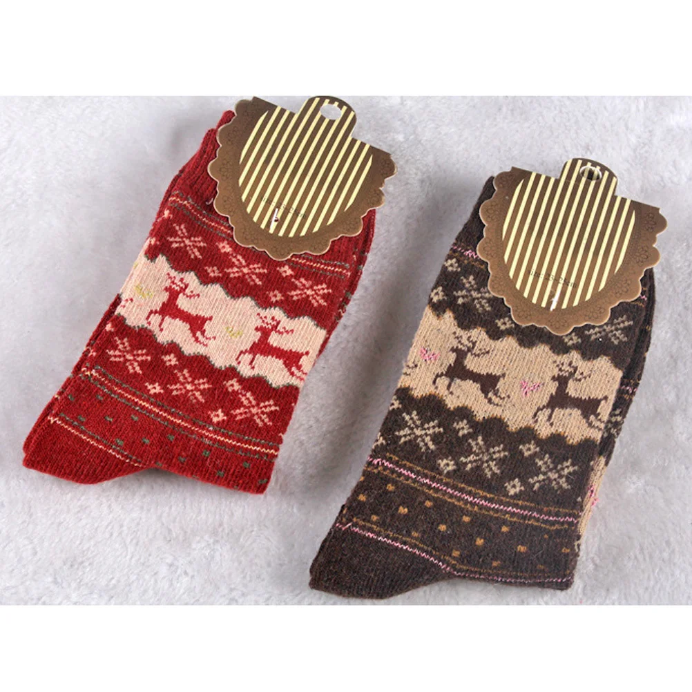 

Wool Christmas Socks Women Warm Thick Winter Deer Pattern Fit Size 35-39 Soft Breathable Gift Women Christmas Socks