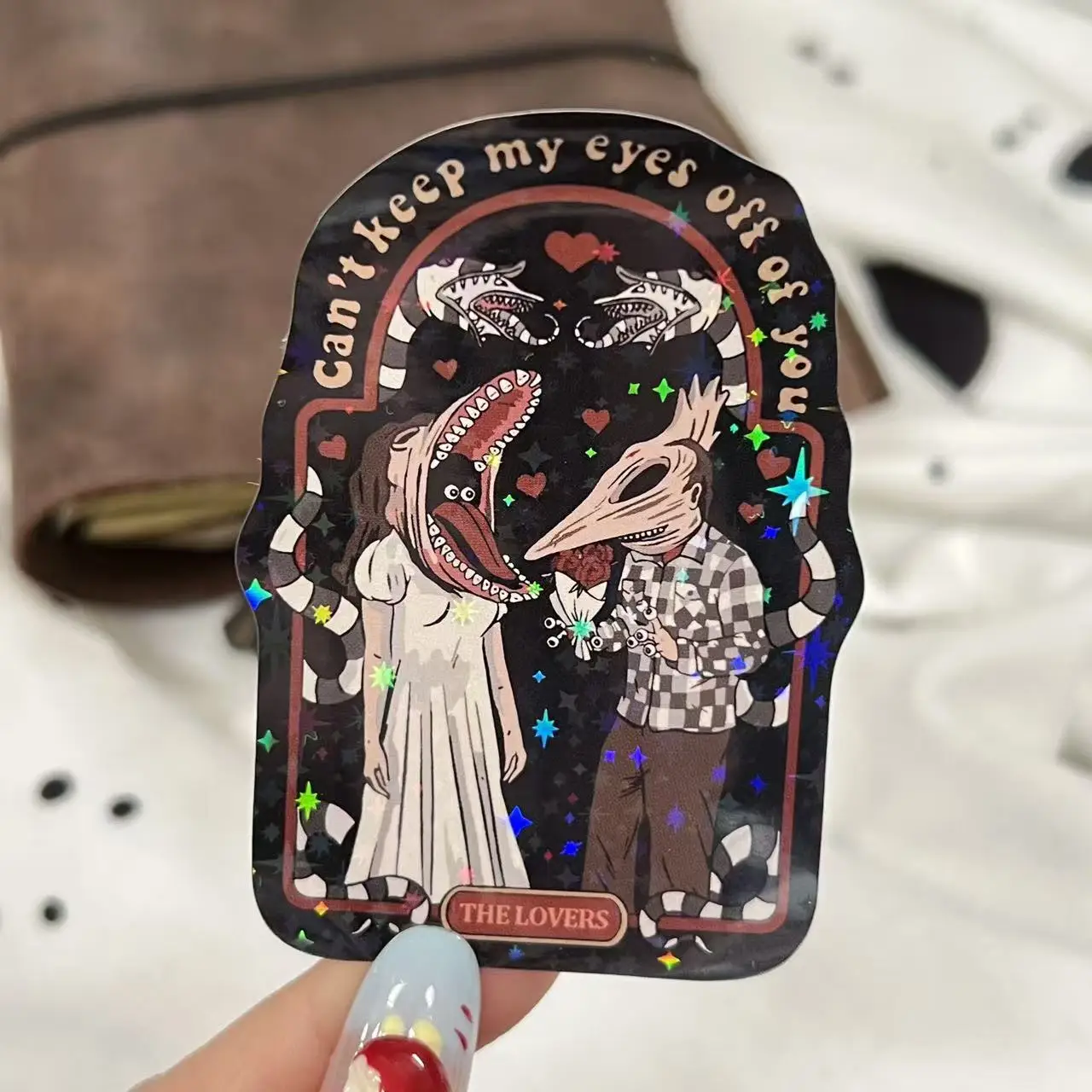 

3Pcs/Set Holographic Bates Hook Tarot Stickers, Gothic Horror Vinyl Decals for Car & Laptop