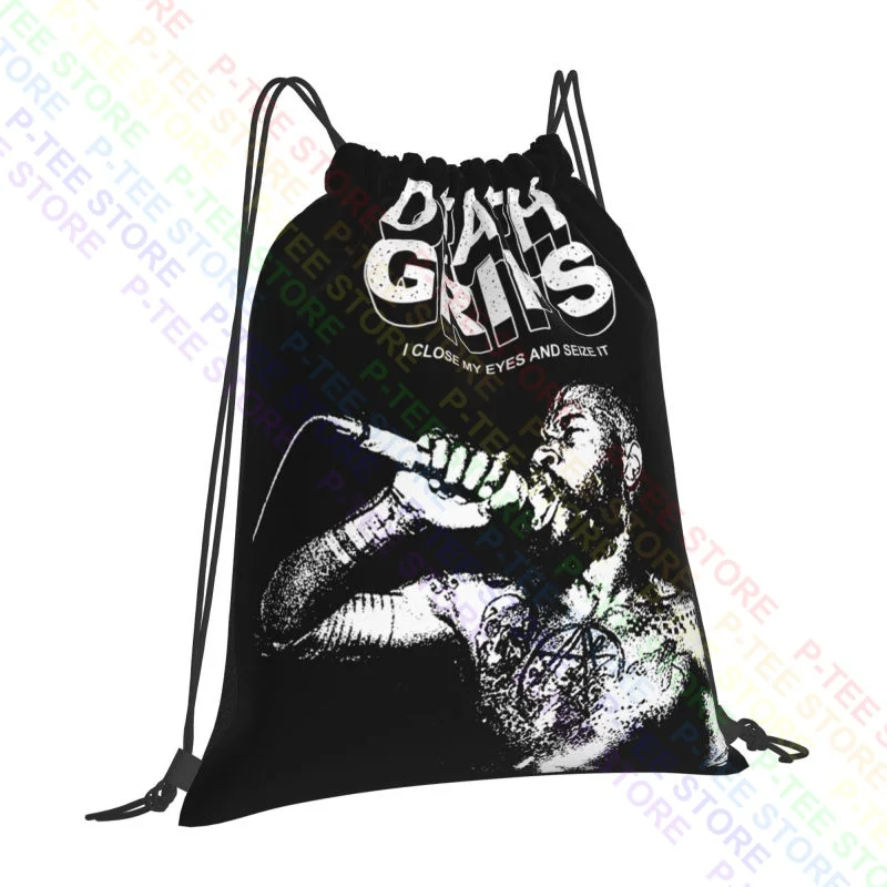 Death Grips I Close My Eyes And Seize It Logo Drawstring Bags Gym Bag Gym Foldable Storage Bag Clothes Backpacks