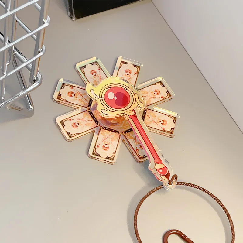 Sakura Acryl Laser Anhänger Cosplay Anime Klar Card Captor Rotierenden Zauberstab Schlüsselbund Halloween Party DIY Decor Fans Geschenke – Detail 8
