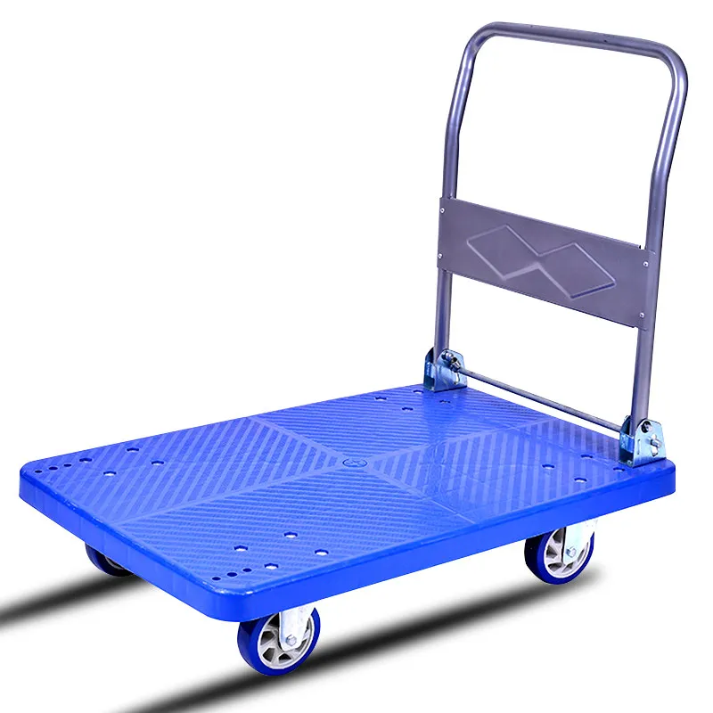 Flat household towing and handling, and pushing silent trolley to pull goods, portable and four-wheel handling, labor-saving