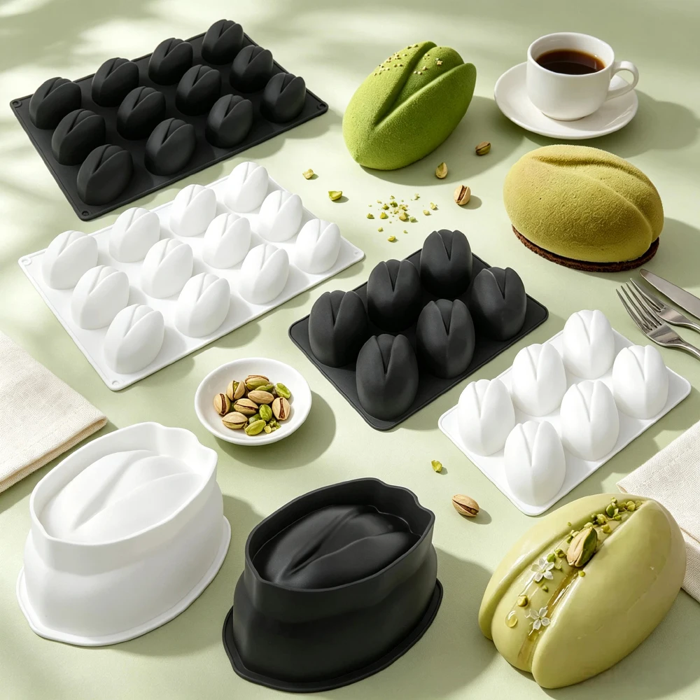 Pistachio with Shell Design 1/6/12-Cell Silicone Mousse Cake Mould Food Grade Chocolate Mold Soap Mold Kitchen Baking Tools