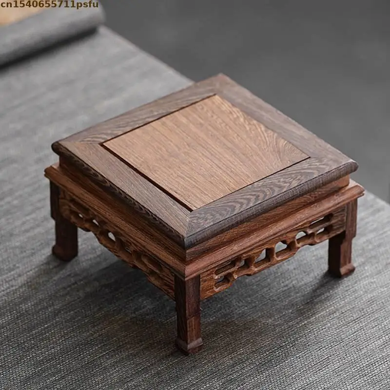 Miniature Wooden Table Base Figurines Vase Incense Display Stand Tea Sets Pedestal Fish Tank Lathe Bonsai Plant Shelf Home Decor