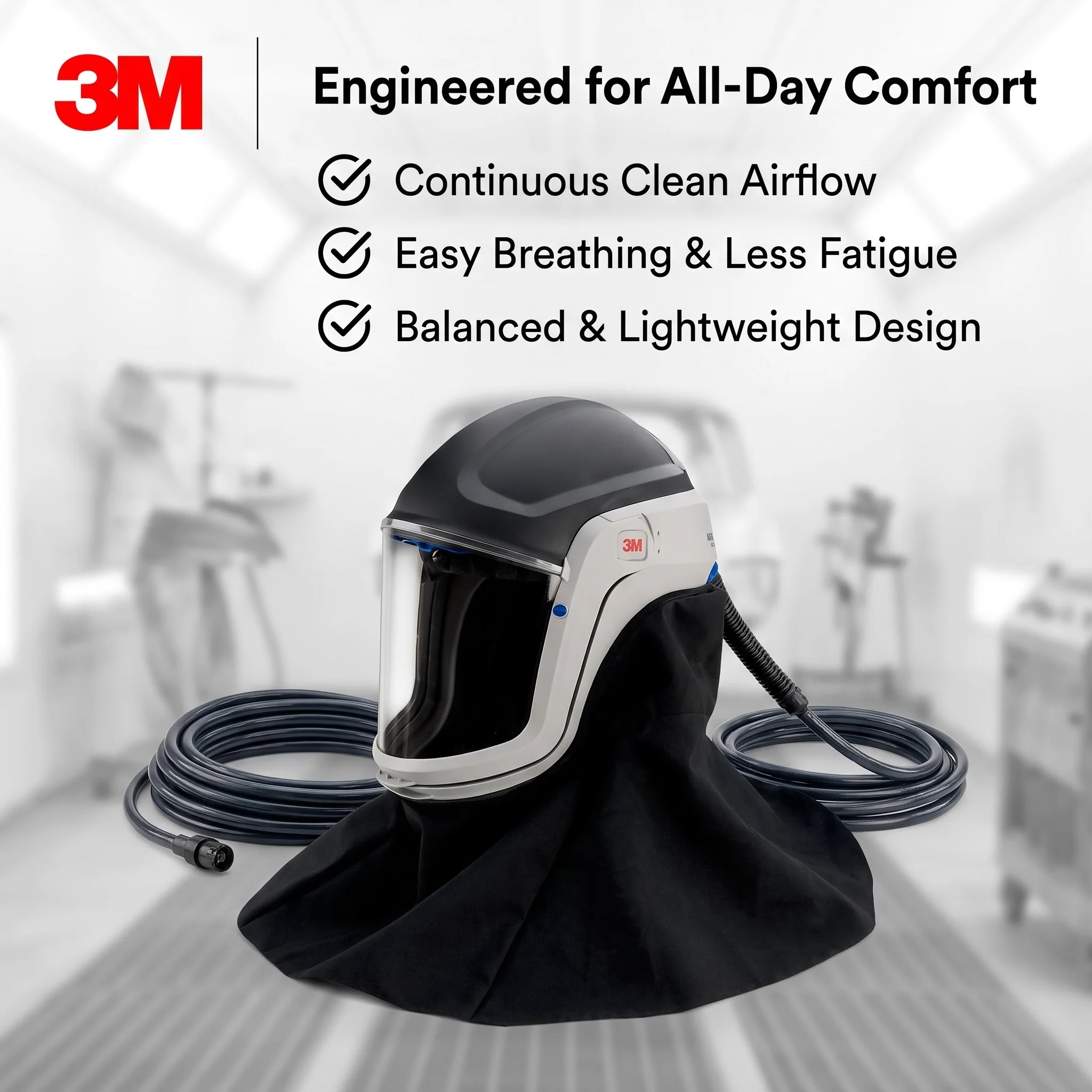 3M M-407 Versaflo Flame Resistant Helmet NIOSH Approved Supplied Air Headtop Hood Respirator Mask For Spray Painting Welding