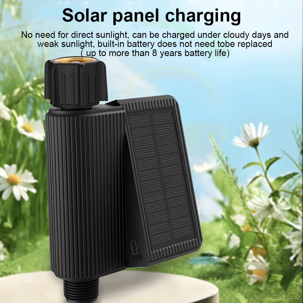 Smart Tuya Wifi Watering Timer Solar Energy Sprinkler Drip Irrigation System Built-in Water Flow Recorder Water Controller image 4