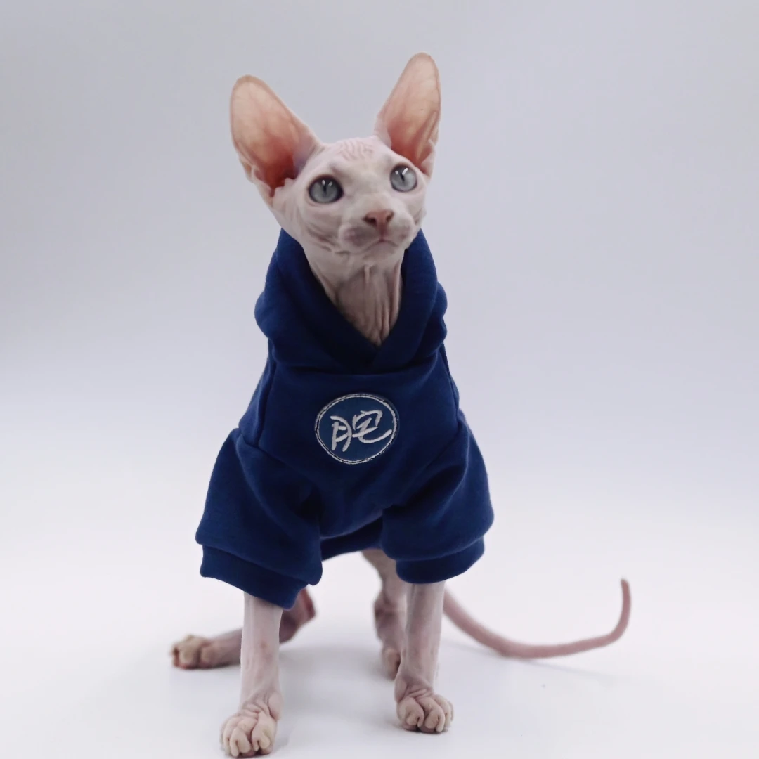 Sphynx Cat Clothes Thick Warm Fleece Winter Hairless Cat Clothes for Devon Rex, Cornish and Small Cats